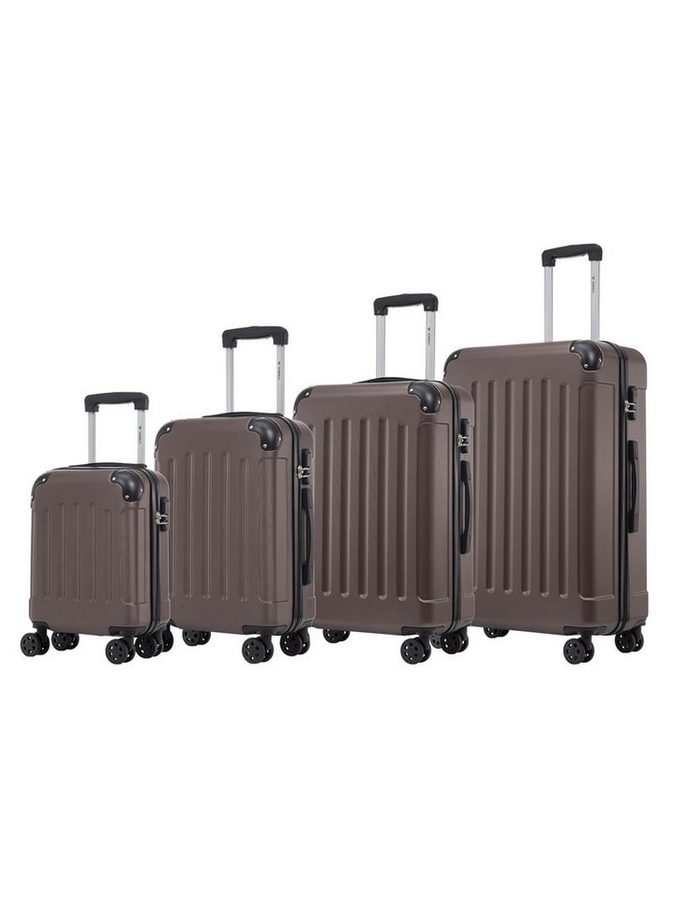 YONSLY Kofferset Reisekoffer Trolley Rollkoffer Handgepäck Hartschalenkoffer Größen-Set, 4 Rollen, (4er Set, 4 tlg., Größen S, M, L & XL), ABS und Aluminium, Zahlenschloss, Gummigriff, leicht und robust von YONSLY